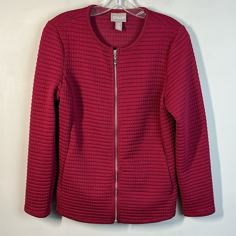 Chico’s Women’s Full Zip Red Quilted Jacket Size 0(S)